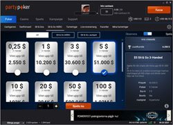 PartyPoker lobby SNG Hero